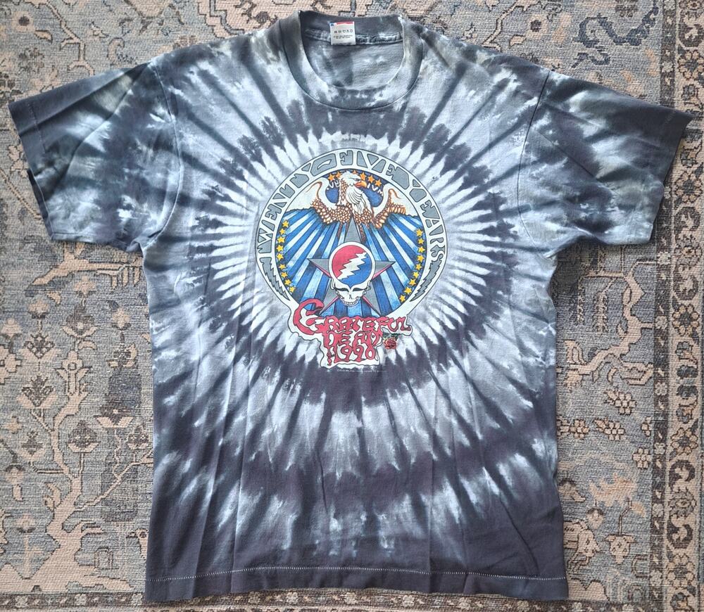 Rare Single Stich Vintage 1990 Grateful 25 Years Tye-Dye Size Large *small hole